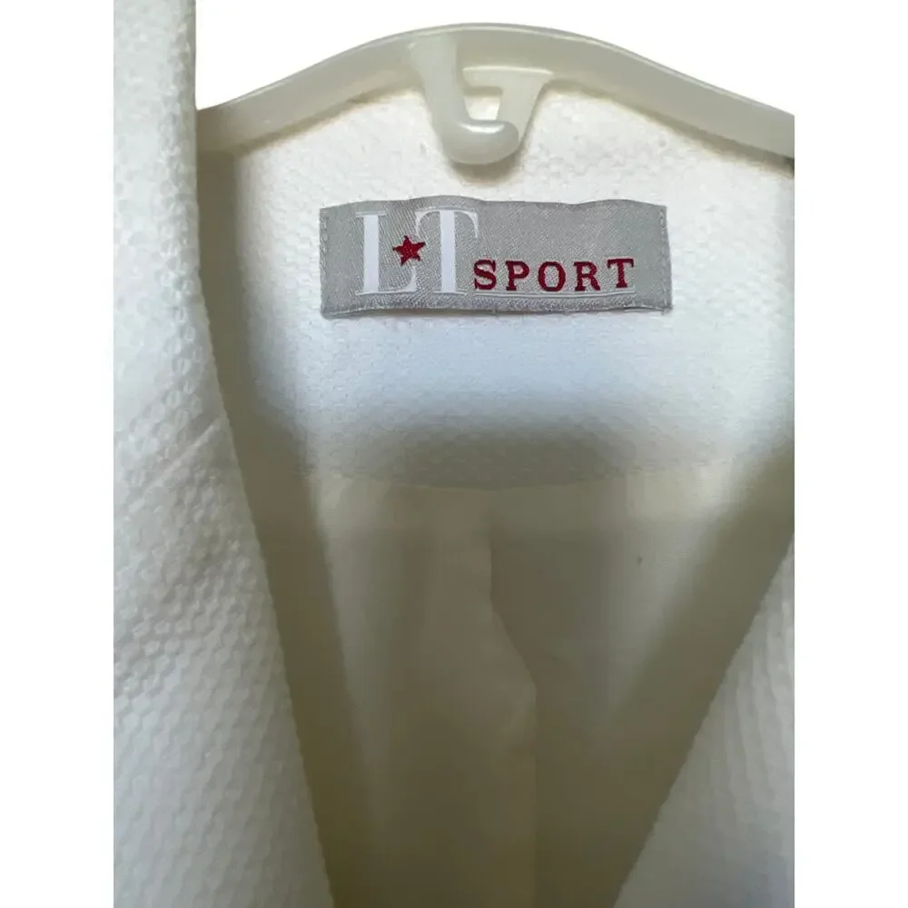 L*T Sport Women White Cotton Blazer Size 12